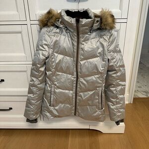 Fera Metallic Silver Puffer Ski Jacket